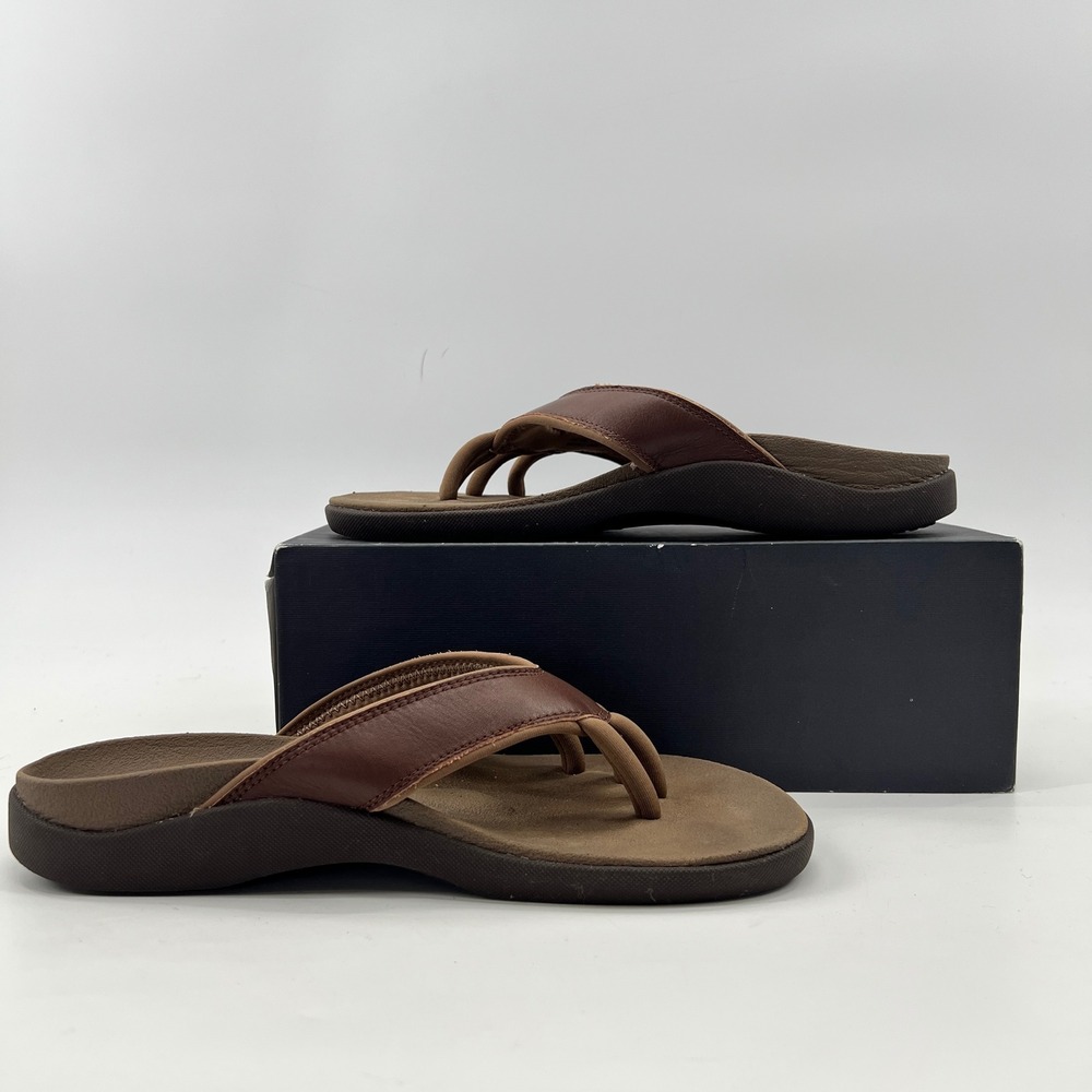 Wellrox Grasp Sandals Womens 8 Brown Yoga Wellness Leather Toe Separator Cloud
